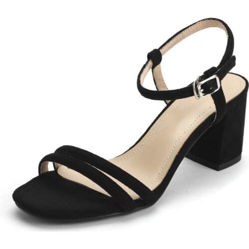 Leather small fresh womens shoes 2019 summer with thick with buckle sandals 33-40