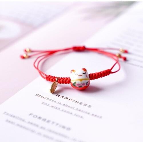 New Handmade Rope Lucky Cat Adjustable Bracelet For Women Girls Birthday Gifts Fashion Braided Bangles