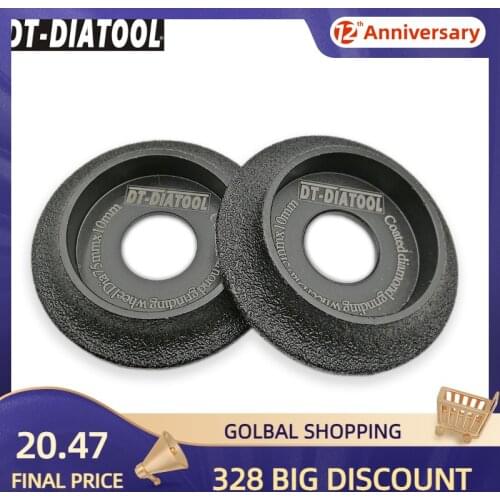 DT-DIATOOL 2pcs 75mmx10mm Vacuum Brazed Diamond Grinding Wheel Demi-bullnose Edge Profile Grinding Disc For Granite Marble Stone