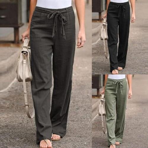 Womens Wide Leg High Waist Pants Solid Loose Oversize Girls Trousers Elastic Waist Solid Color Women Trousers Thin Wide Pants