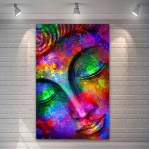 RELIABLI ART Buddha Painting Colorful Canvas Prints Wall Art For Living Room Entrance Bedroom Decorative Pictures NO FRAME