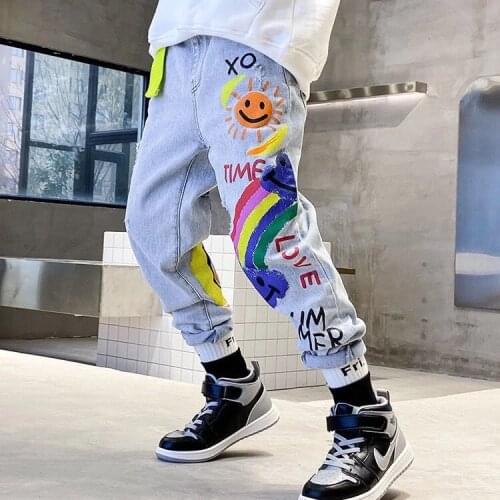 Children Pants 2021 New Children Long Jeans Spring and Autumn Loose Casual Trousers Kids Clothes