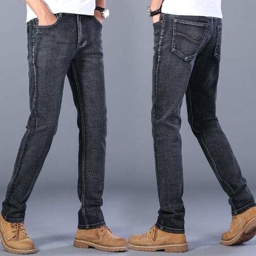 Spring and summer classic lightweight solid color straight-leg jeans business casual young mens brand thin jeans