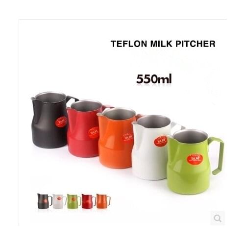 FeiC 1pc 550ml/18oz 5 color Motta Style Nonstick coating Stainless Steel Milk Pitcher/Jug Foaming latte art for barista