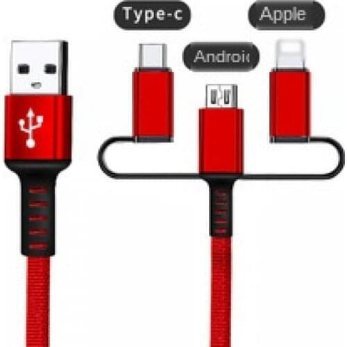 Data Cables for iPhone Android Type-c Mobile Phone Fast Charging Triple Nylon Braided Wire Charging Cable Data Cable