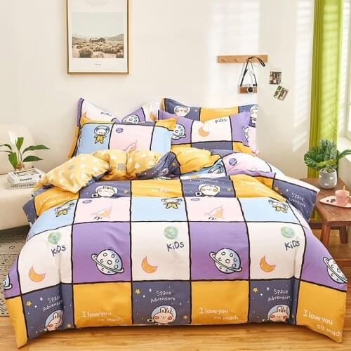 Cartoon Duvet Cover Set Simple Flower Bedding Set For Kids Girls Room Home Decor Cute Bed Linens Set With Pillowcase Sheet Set