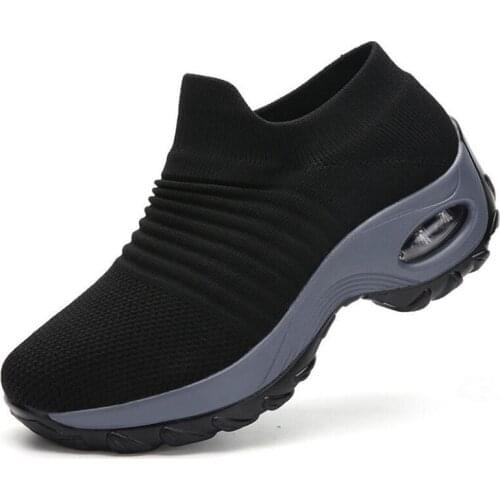 Hot Women Tennis Shoes Breathable Mesh Height-increasing Slip-on Female Sock Footwear Outdoor Women Sneakers Thick Bottom shoes