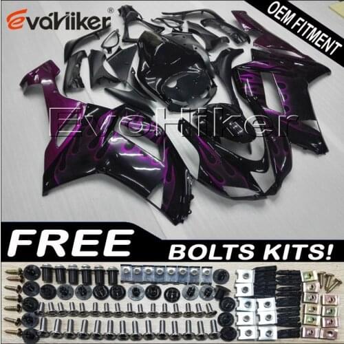 Motorcycle cowl for ZX6R 2007 2008 ZX 6R 07 08 purple Black ABS plastic motor panels kit