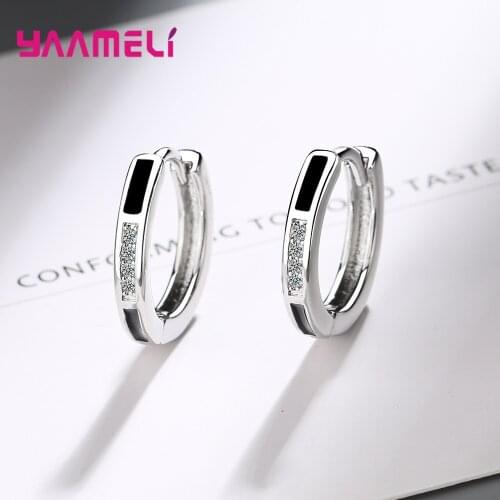 Real 100% 925 Sterling Silver Punk Hip-Hop Gothic Cubic Zircon Hoop Earrings for Fashion Women Men Jewelry Accessories 2021