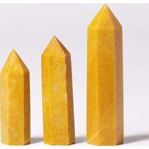 Natural Stone Crystal Columns Heal Yellow Obelisks Stick Home Decor Healing Stone Pyramids