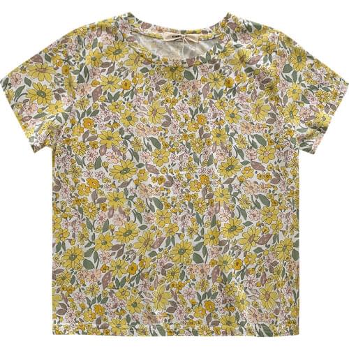 Summer new womens small fresh and fashionable Slim floral short-sleeved T-shirt for women
