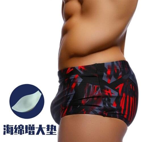 New Printed Swimwear Men With Cup Men Swimming Shorts Racing Beach Hot Mens Swimwears Breathable Fashion Mens Swimming Trunks