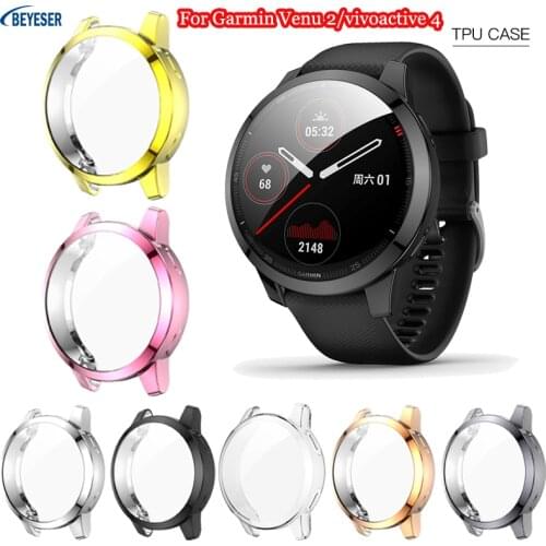New Lightweight Flexible Plating TPU All-Inclusive Shell Soft Bumper Screen Protector Suitable For Garmin Venu 2/Vivoactive 4