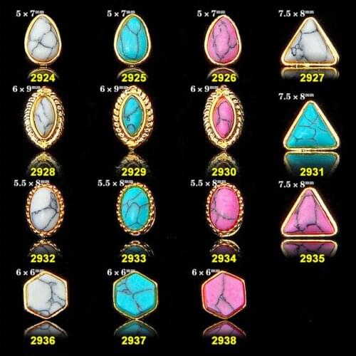 2018 Retro style Turquoise Alloy edge Flat 10pcs Nail rhinestone nail accessories nail jewelry crystal nail art