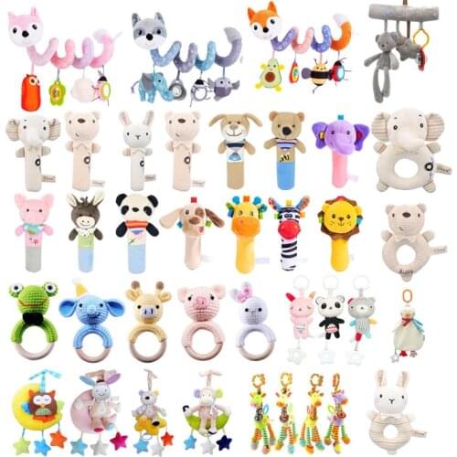 Plush Spiral Rattles Infant Animal Fox Bell Sound Early Educational Toys Infant Stroller Bed Wrap Around Rattle Safety Plush Toy