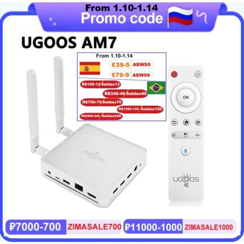 Pre-sale UGOOS AM7 Amlogic S905X4 2.0Ghz Android 11 Smart Tv Box 4GB 32GB WIFI 6 Receivers 1000M Set Top Box 4K Media Playe