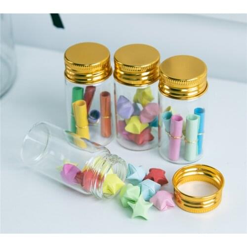 50 pcs 30x60x21mm Small Glass Bottles With Golden Screw Cap DIY 25ml Empty Glass Jars Containers Wishing Stars Bottles