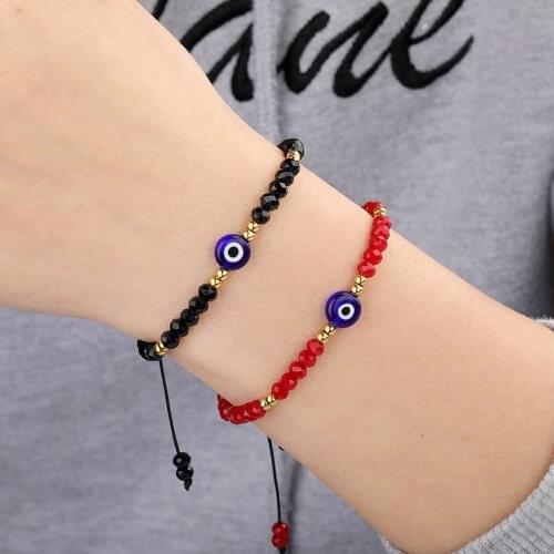 Stainless Steel Adjustable Bracelet For Women Leg Jewelry Evil Eye Glass Braiding Braided Bracelets Religious Accessories