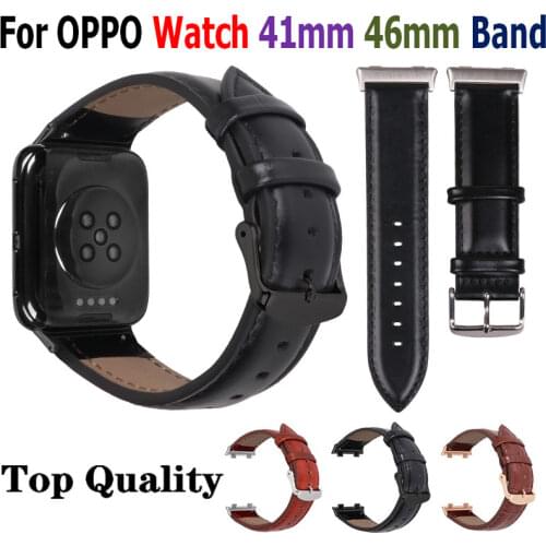 Top Quality Leather Watch Band for OPPO Watch 41mm 46mm Replacemet Bracelet Strap for OPPO Smart Watch Accessories Wrist