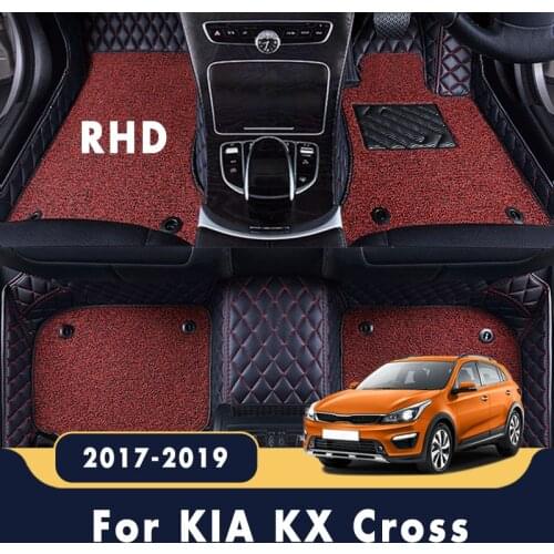 RHD Luxury Double Layer Wire Loop Car Floor Mats Carpet Car Floor Mats Custom For KIA KX Cross 2019 2018 2017 Auto Accessories