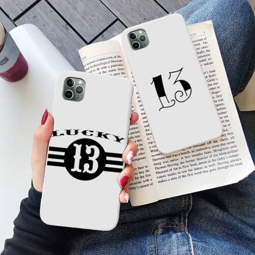 Lucky Number 13 Phone Case White Candy Color for iPhone 6 7 8 11 12 s mini pro X XS XR MAX Plus