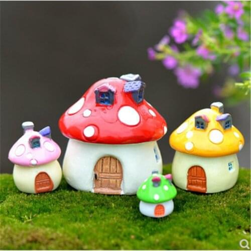 Various Color 4 Size Fairy Garden Decoration Miniature Terrarium Gift Cute Mediterranean house mushroom Castle DIY Resin