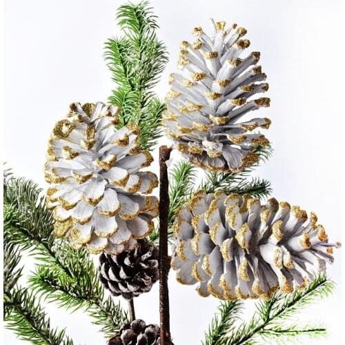 Christmas tree ornaments golden silver pine cone woven cuttings accessories large Christmas decoration