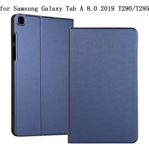 Ultra-thin Flip Solid Fundas Tablet Case for Samsung Galaxy tabA Tab A 8.0 2019 T290 T295 Case PU Leather Stand TPU Cover Shell