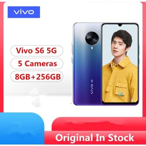 Original Vivo S6 5G Mobile Phone Exynos 980 Android 10.0 6.44" Amoled 8GB RAM 256GB ROM 48.0MP Screen Fingerprint Face ID