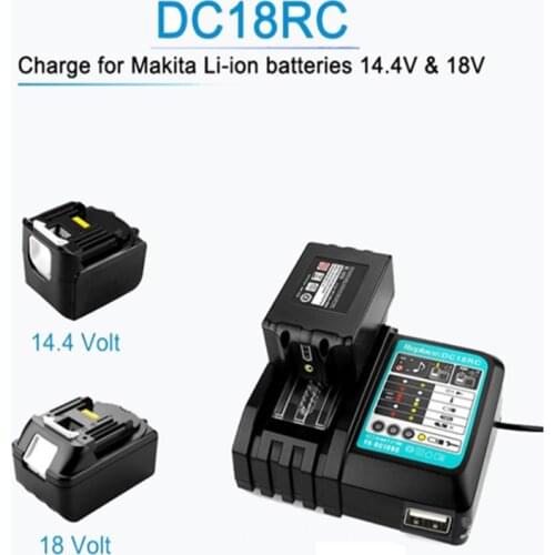 Battery Charger For Makita 14.4V 18V BL1830 Bl1430 DC18RC DC18RA EU Plug 2 USB Port and 1pcs USB Adapter for your phone