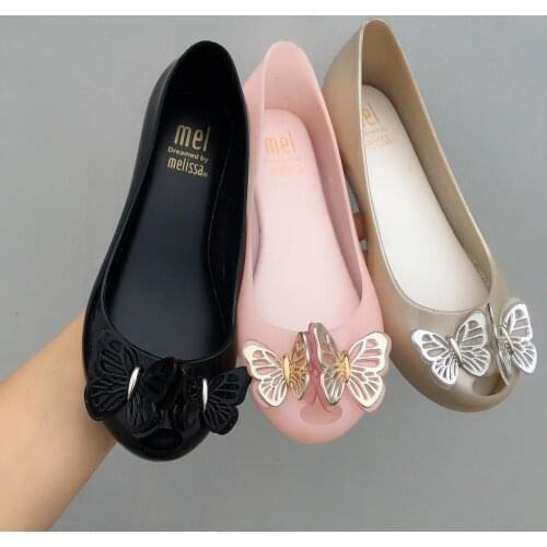 Girls Melissa Jelly shoes Fashion 2021 New style Butterfly Pricess Candy Shoes Big girl student Soft shoes Beach Sandals MN032