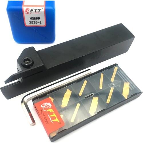 1PC MGEHR2525-3 CNC External 25mm Grooving Lathe Tool Holder with 10PCS MGMN300 M FT4025 Carbide Insert blades