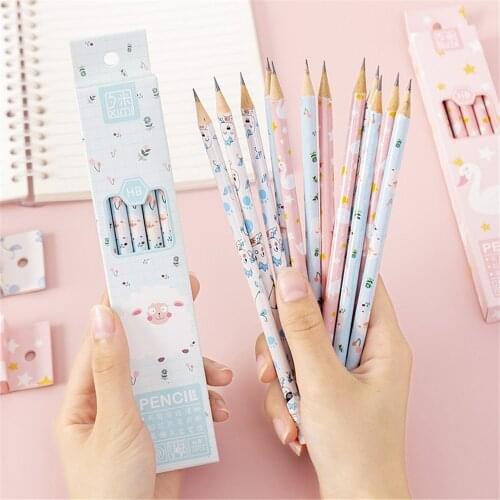 10pcs/set Cute Cartoon Pencils with Earsers HB Lead Painting Drawing Pencil for School Students Writing Stationery Pen for Kids