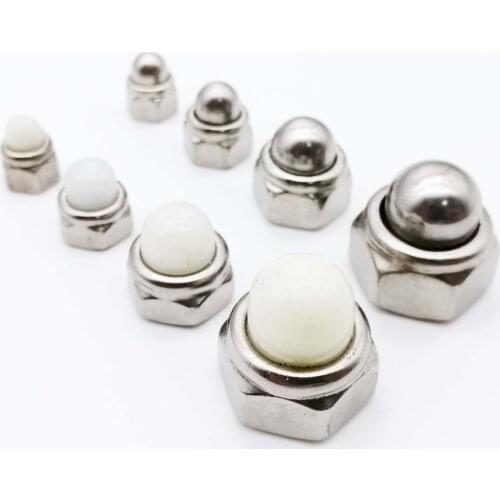 2/10X M4 M5 M6 M8 M10 M12 304 Stainless Steel Acorn Cap Cover Dome Hex Hexagon Nylon Insert Lock Nut Self-locking Nylock Locknut