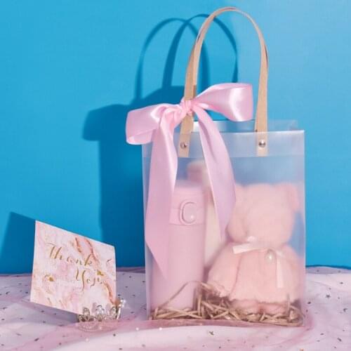 2Set Return Gift Brides Souvenir Wedding Engagement Girlfriends Cup Groomsmen Towel Transparent Lipgloss Packaging Bags