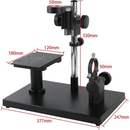 2 In 1 Horizontal Stereo Video Microscope Camera Adjustable Stand 50mm Ring Holder With Plate X-Y Stage Load Table
