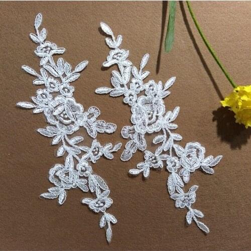 25*11cm Lace Appliques decoration Chantilly French DIY Off white Wholesale High Quality Sewing Lace Applique Patch
