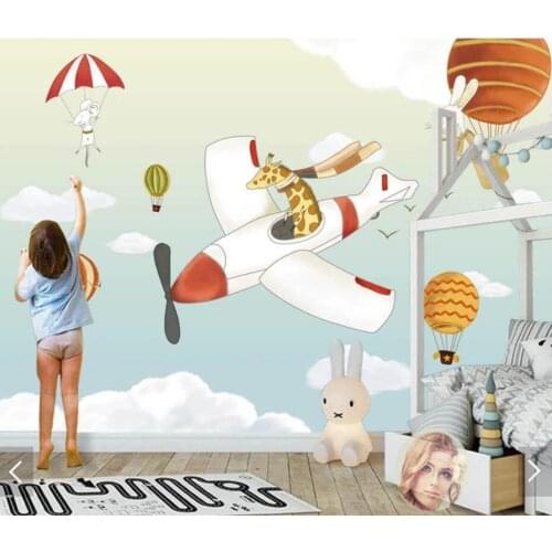 3D Animal Hot Air Balloon for Kids Bedroom Living Room Wallpaper Mural Wall Paper Roll Printed Photo Wallpapers 3D Wall Murals