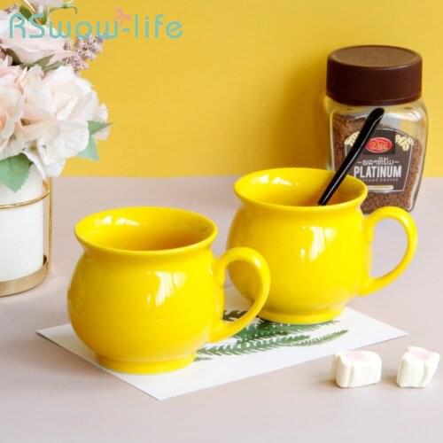 8*8.7*11.5cm Simple Modern Yellow Mugs Ceramic Cup Mark Cup Big Belly Cup Coffee Mugs For Drinkware Kitchen Supplies