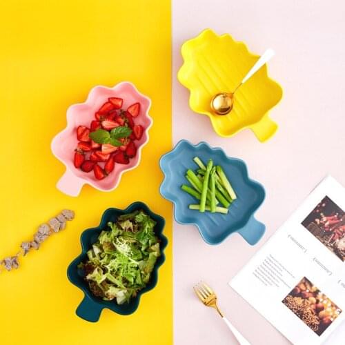 Baking Large Baked Rice Baking Plate Creative Salad Bowl Dim Sum Baking Bowl Stripe Christmas Leaf Plate Ceramic Tableware