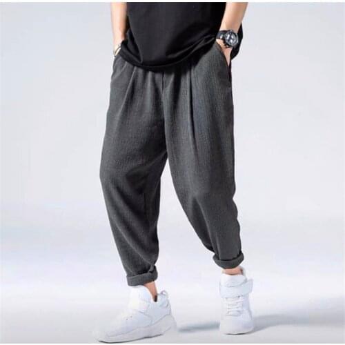 New Men Summer Quick-drying Pants Elastic Waist Mens Casual Pants Outdoor Loose Running Sports Trousers Mens Clothing Big Size