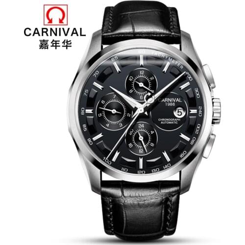 Multifunction Automatic Watch Men Mechanical Watches Luxury brand CARNIVAL Sport Watch Sapphire Calendar 30m Waterproof Luminous