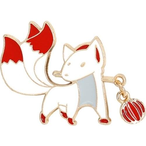 Creative Cartoon Animal Brooch Cute Fox Holding Lantern Festive Badge Brooch Enamel Pin Brooch