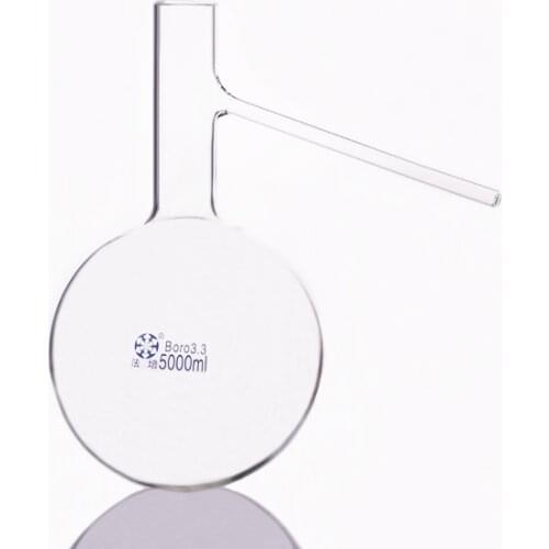 Distilling flask with side tube,Capacity 5000ml,Distillation flask with branch,Round-bottomed flask with side glass tube