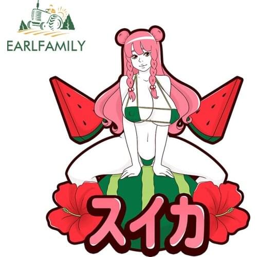 EARLFAMILY 13cm x 11.5cm For Watermelon Girl Funny Car Stickers Occlusion Scratch Decal Car Accessories Vinyl Material Creative