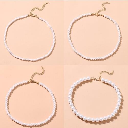 European and American fashion jewelry with retro simple imitation temperament popular pearl necklace for women birthday gifts