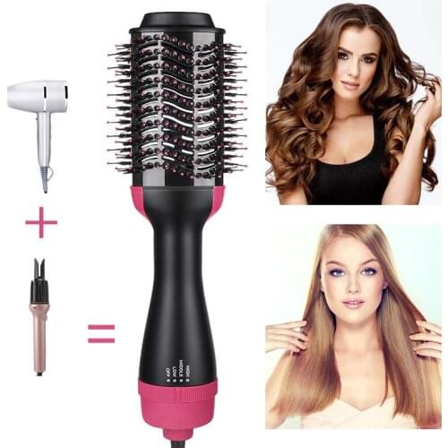 2 in 1 One Step Hair Dryer Hot Air Brush Hair Curler Straightener Brush Iron Comb Negative Ion Hot Air Comb Hair Styler Comb