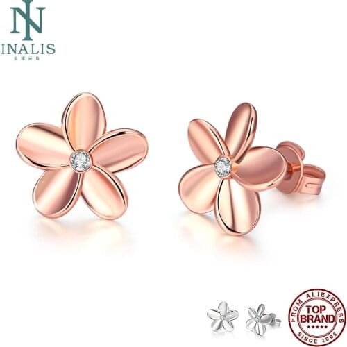 INALIS Earrings For Women Minimalist Cute Flower Tin Alloy Stud Earrings 2 Colors Female Fashion Jewelry Adorable Hot Sale Gift