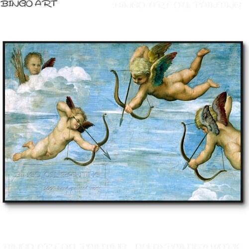 Classical Wall Art Hand-painted High Quality God Of Love Cupid Portrait Oil Painting Handmade Cupid Oil Painting for Living Room