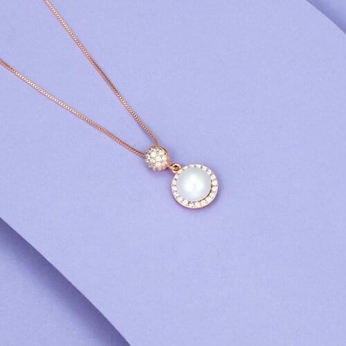 Zircon YMS Jewelry 2021 Trend Japanese Korean Ins Baroque Pearls Necklace For Women Rose Gold Copper Alloy Chain Pendant N348